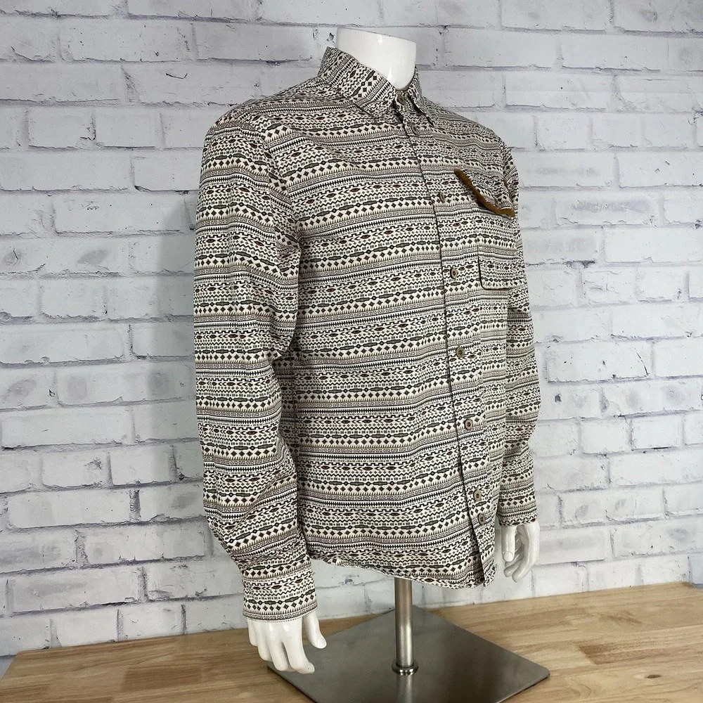 Staple Shirt Men's Medium Long‎ Sleeve Button Up Aztec Chest Pocket